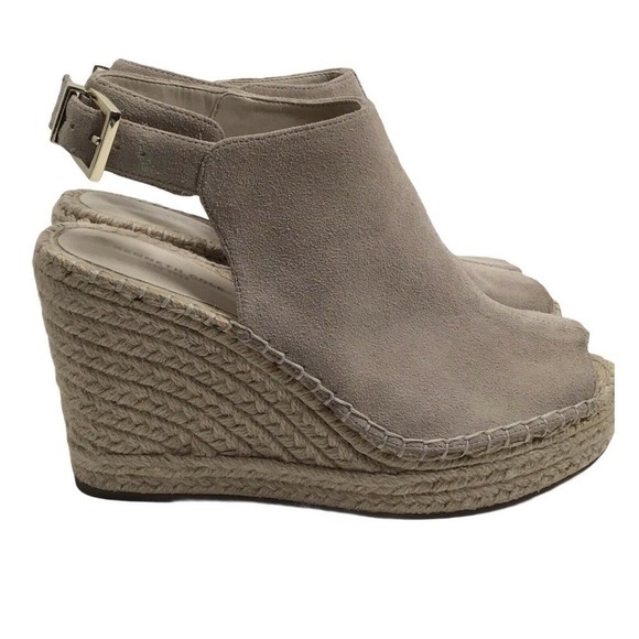 Kenneth Cole Shoes - Kenneth Cole Wedge Shoes Womens 8.5 Odette Cream Suede Espadrille Sandals